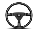 MOMO Montecarlo 350mm Steering Wheel in Black Leather with Red Stitching and Black Spokes