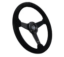 NRG 350mm sport steering wheel (1.5' deep) black suede with Black stitching - Matte Black Solid Spokes - RST-037MB-S