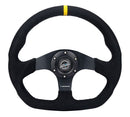 NRG Reinforced Steering Wheel - 320mm Sport Alcantara flat bottom with yellow center mark - RST-024MB-SA-Y