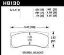 Hawk DTC-70 Race Brake Pads - Universal Brembo - HB130U1.097