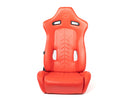 NRG "The Arrow" NRG Sports Vinyl Seat Red w/ Red Stitch plus Pressed NRG logo - RSC-810RD L/R