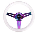 NRG White Wood Grain Wheel, 310mm, 3 spoke center in Neochrome - ST-310WT-MC