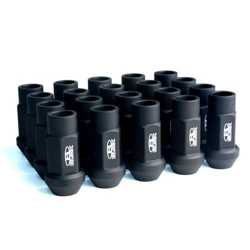 Blox Racing Street Series Forged Lug Nuts - Flat Black 12x1.5mm - Set of 20 (New Design) - BXAC-00104-SSFB