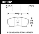 Hawk DTC-60 Race Brake Pads - AP Racing CP4567 / CP5040-10/11/12/13S4 / CP5100 / CP5108 / CP6760 - HB192G.620