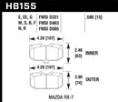 Hawk Black Race Front Brake Pads - 86-95 Mazda RX-7 (Exc 1992) - HB155M.580