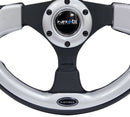 NRG Reinforced Steering Wheel- 320mm Sport Steering Wheel w/ Silver Trim - RST-001SL