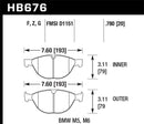 Hawk HPS 5.0 Street Front Brake Pads - 08-10 BMW M6 Base 5.0L - HB676B.780