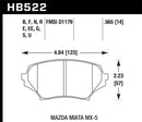 Hawk Blue 9012 Race Front Brake Pads - 06-10 Mazda Miata Mx-5 Base - HB522E.565