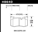 Hawk HPS 5.0 Street Front Brake Pads - 14-15 Mini Cooper John Cooper Works Coupe - HB640B.550