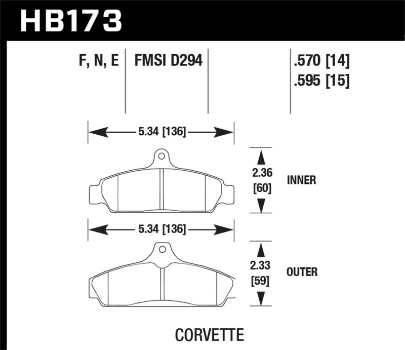 Hawk Blue 9012 Race Front Brake Pads - 84-87 Chevy Corvette 5.7 - HB173E.595