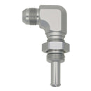 DeatschWerks 8AN Male Flare to 90-Degree 3/8 Inch Single Hose Barb - Anodized DW Titanium