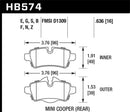 Hawk HP+ Sport Rear Brake Pads - 07+ Mini Cooper - HB574N.636