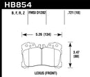 Hawk Ceramic Street Front Brake Pads - 07-17 Lexus LS460 / 08-16 Lexus LS600h - HB854Z.721