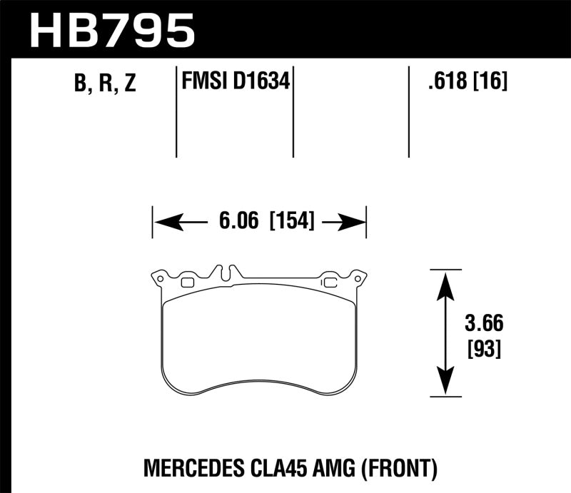 Hawk Ceramic Street Front Brake Pads - 14-17 Mercedes-Benz CLA 45 AMG - HB795Z.618