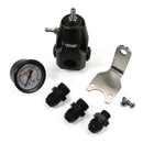 DeatschWerks DWR1000 Adjustable Fuel Pressure Regulator with Pressure Gauge and 8AN Fittings - Anodized Black