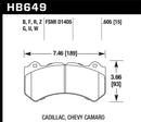 Hawk DTC-30 Race Front Brake Pads - 08-12 Cadillac CTS-V / 12 Jeep Grand Cherokee (WK2) SRT8 - HB649W.605