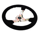 NRG Reinforced Steering Wheel - Hydro Dipped Tropical Floral 3" Deep, 5mm spoke, 350mm Sport Steering Wheel Black Suede w/ Black baseball stitching - RST-036FL-S