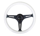 NRG Classic Wood Grain Wheel - 350mm 3 black spokes - Glow-n-the-dark grip - ST-015BK-GL