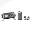DeatschWerks Stainless Steel 6AN 100 Micron Inline Fuel Filter Housing Kit â€“ Universal 110mm