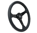 NRG 350mm sport steering wheel (1.5' deep) black Perforated Leather with Black stitching - Matte Black Solid Spokes - RST-037MB-PR