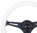 NRG Classic Wood Grain Wheel - 350mm 3 black spokes - Glow-n-the-dark grip - ST-015BK-GL