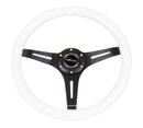 NRG Classic Wood Grain Wheel - 350mm 3 Black spokes - White Paint Grip - ST-015BK-WT