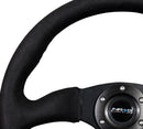 NRG Reinforced Steering Wheel - 350mm Sport Leather Racing ( 2.5" Deep) Comfort Grip, 4mm matte black spoke with Alcantara finish - RST-023MB-SA