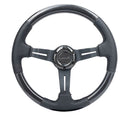 NRG CARBON FIBER STEERING WHEEL W/ LEATHER ACCENT 350mm 1.5" DEEP BLACK STICHING - ST-010CFBS