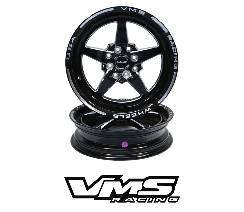 VMS Wheels Star 15x3.5 4x100/114.3 +10 Offset Black Milling Finish - VWST003