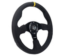 NRG Reinforced Steering Wheel - Alcantara Steering Wheel w/ Yellow Center Mark 320mm w/ BLACK stitch - RST-012SA-Y