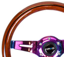 NRG Classic Dark Wood Grain Wheel, Black line inlay, 310mm, 3 spoke center in Neochrome - ST-310BRB-MC