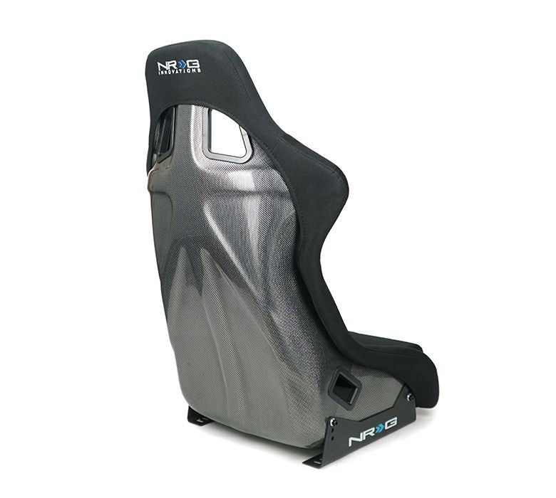 NRG Carbon Fiber Bucket Seat (Large), Cloth, Silver Carbon Back Finish - RSC-302CF/SL