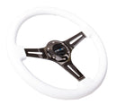 NRG Classic Wood Grain Wheel - 350mm 3 Black spokes - White Paint Grip - ST-015BK-WT
