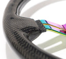 NRG CARBON FIBER STEERING WHEEL350mm 1.5" Deep Dish with Neochrome Center Spoke - ST-010MC-CF