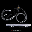 K-Tuned 6AN Fuel System Center Feed Lines/Filter/Raw(Brushed) Rail/ FPR/Gauge/Wrench - FLK-CF-BRS