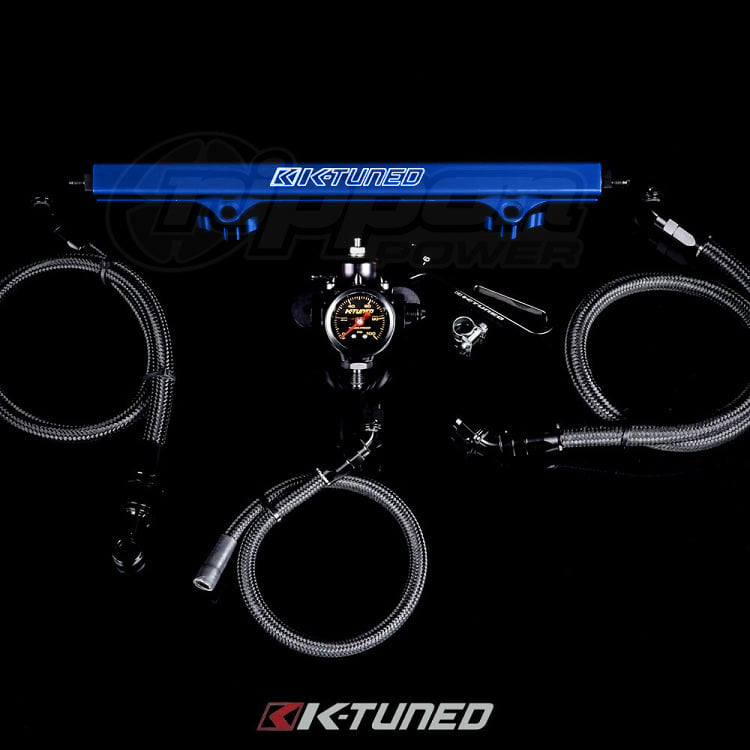 K-Tuned 6AN Fuel System used with OEM Fuel Filter/Blue Rail/FPR/Gauge/Wrench - FLK-OF-BLU