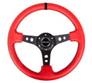 NRG Reinforced Steering Wheel - 350mm Sport Steering Wheel (3" Deep) Black Spoke with Suede finish and Black Stitch - RST-006RR-BS-B