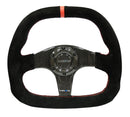 NRG CARBON FIBER STEERING WHEEL 320MM BLACK CARBON FIBER CENTER W/ RED STITCH RED CENTER MARK FLAT BOTTOM - ST-019CF