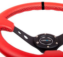 NRG Reinforced Steering Wheel - 350mm Sport Steering Wheel (3" Deep) Black Spoke with Suede finish and Black Stitch - RST-006RR-BS-B