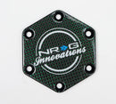 NRG Carbon Fiber with Green Texalium fabrics Horn Delete Button Circular logo front / back - STR-640CF/GN