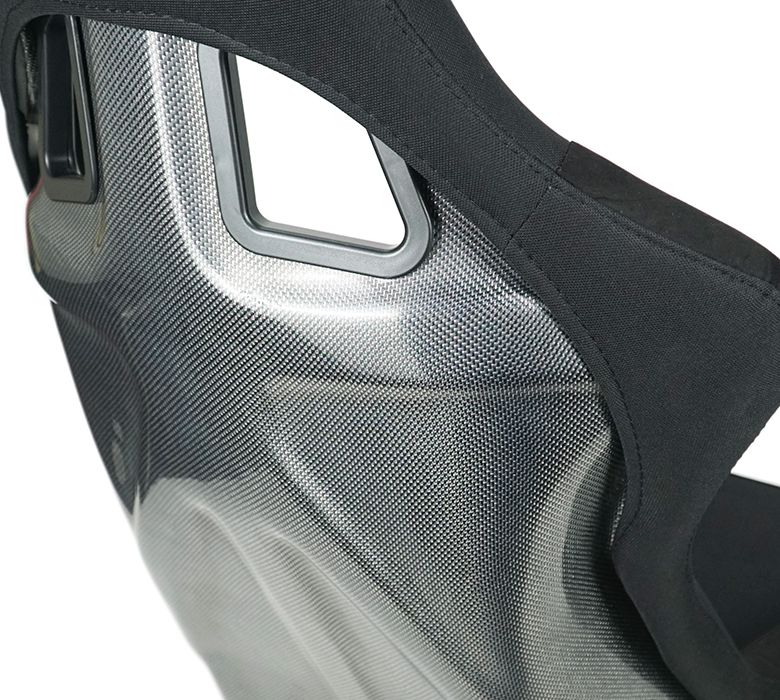 NRG Carbon Fiber Bucket Seat (Large), Cloth, Silver Carbon Back Finish - RSC-302CF/SL