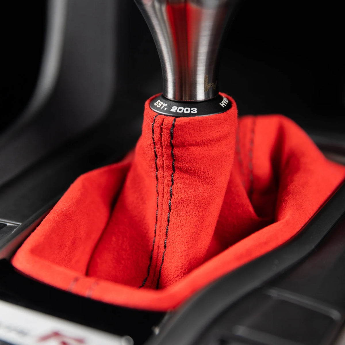 Hybrid Racing Alcantara Shift Boot (16-21 Honda Civic), Red - HYB-SBA-