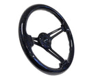 NRG Reinforced Classic Wood Grain Wheel, 350mm, 3 spoke Slotted Center Black matte color with black multi color flake wood - RST-018BSB-BK