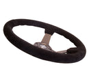 NRG Reinforced Steering Wheel-Odi signature RACE STYLE - 350mm sport steering wheel (3' deep) black Suede w/ Black baseball stitching - Matte Black spoke - RST-036MB-S