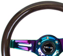 NRG Classic Black Wood Grain Wheel, 310mm, 3 spoke center in Neochrome - ST-310BK-MC