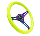 NRG Classic Wood Grain Wheel, 350mm 3 Neochrome spokes-Neon YELLOW Color - ST-015MC-NYW