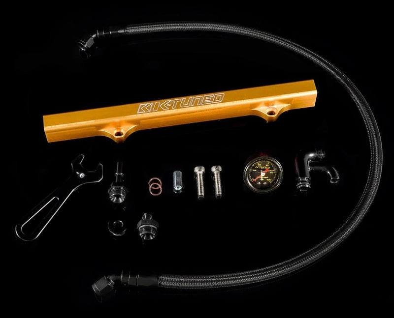 K-Tuned K-Series Fuel Rail Kit with Factory K-Series Center Feed with Gauge (RSX/EP3/8th/9th Gen Civic) - Gold - KTD-KCG-GLD