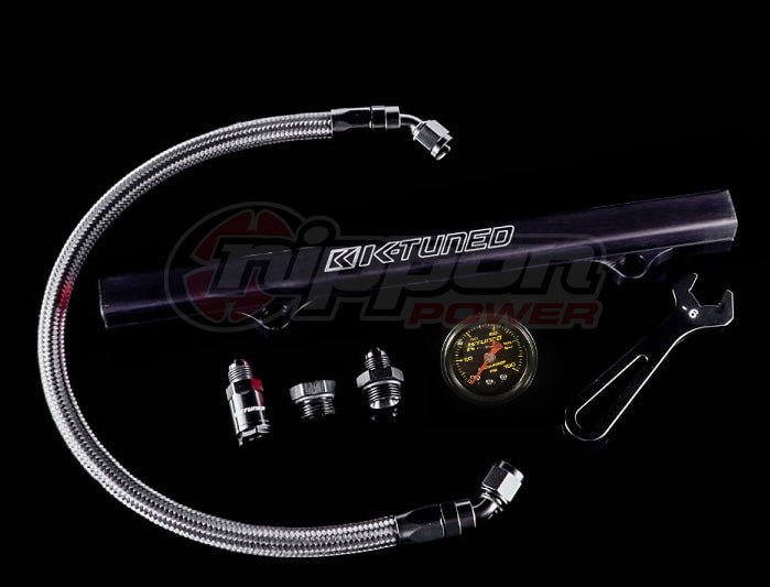 K-Tuned K-Series Fuel Rail Kit with Factory K-Series Side Feed with Gauge (RSX/EP3/8th/9th Gen Civic) - Black - KTD-KSG-BLK