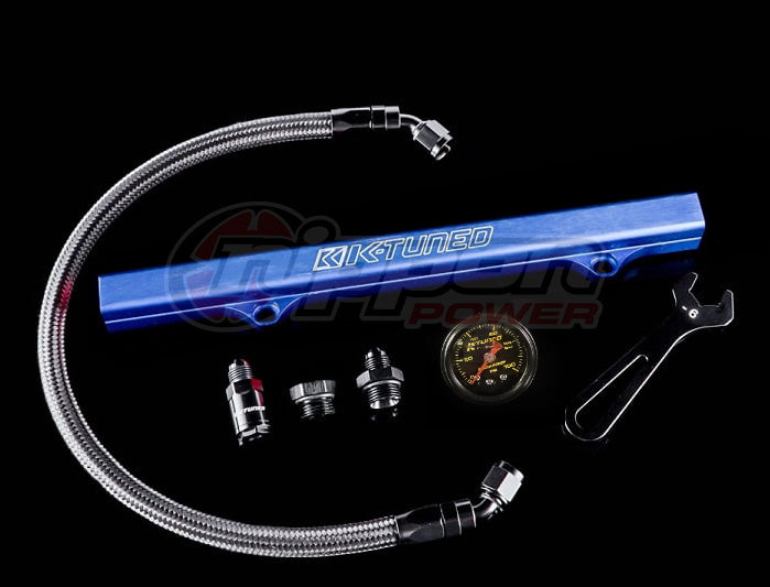 K-Tuned K-Series Fuel Rail Kit with Factory K-Series Side Feed with Gauge (RSX/EP3/8th/9th Gen Civic) - Blue - KTD-KSG-BLU
