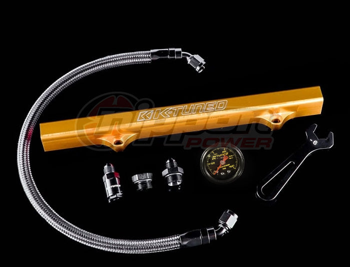 K-Tuned K-Series Fuel Rail Kit with Factory K-Series Side Feed with Gauge (RSX/EP3/8th/9th Gen Civic) - Gold - KTD-KSG-GLD
